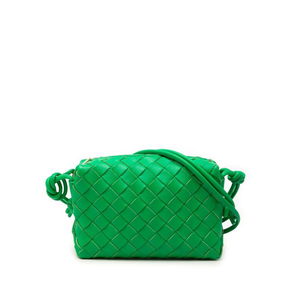 Bottega Veneta Intrecciato Shoulder Bag Green Leather Bottega Veneta